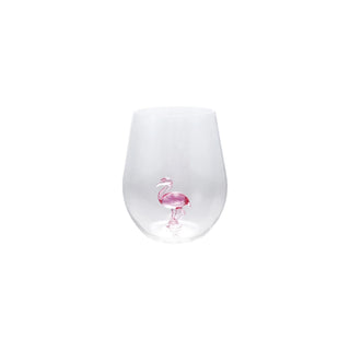 Stemless Wine Glass w/ Flamingo