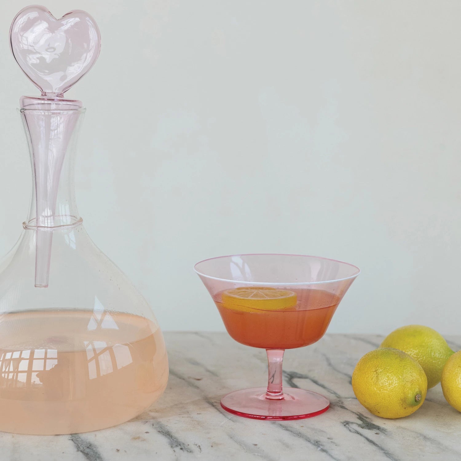 Stemmed Coupe Glass with White Rim