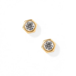 Gold and Crystal Flatback Stud Earrings