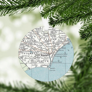 Wilmington Vintage Glass Map Ornament