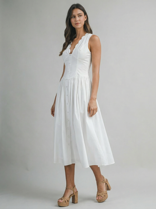 Seabreeze Scallop Midi Dress