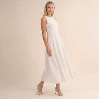 Sleeveless White Midi Dress