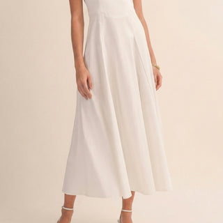Sleeveless White Midi Dress
