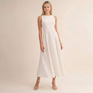 Sleeveless White Midi Dress