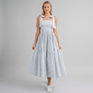 Floral Tie-Strap Tiered Midi Dress