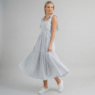 Floral Tie-Strap Tiered Midi Dress