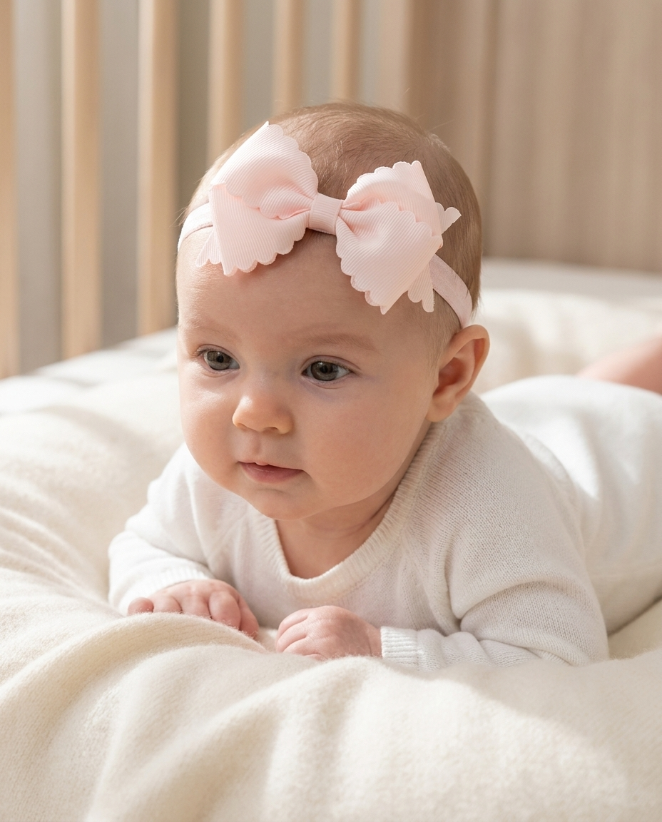 Baby & Toddler Scallop Grosgrain Bow Headband - Soft Elastic (detail view 8)
