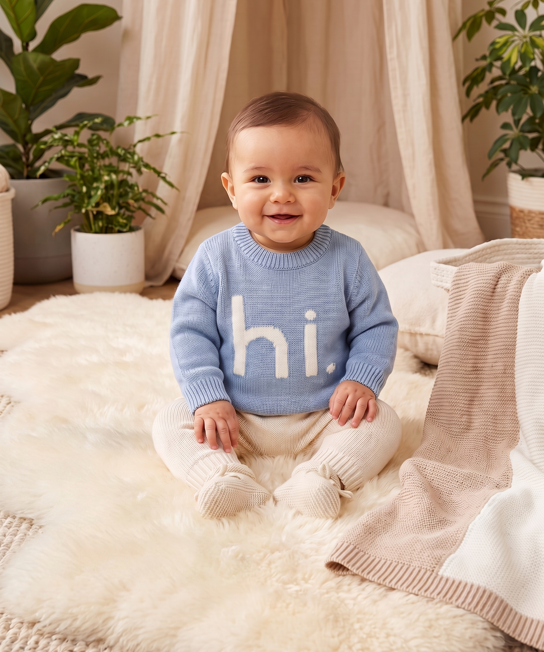 "Hi" Graphic Knit Sweater for Babies | 0–6 & 6–12 Months