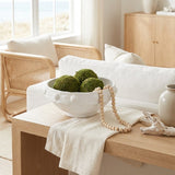 Handcrafted Paper Mache White Pedestal Bowls with Raised Dot Detail