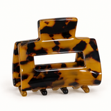 Dark Tortoise rectangle claw hair clip on a white background
