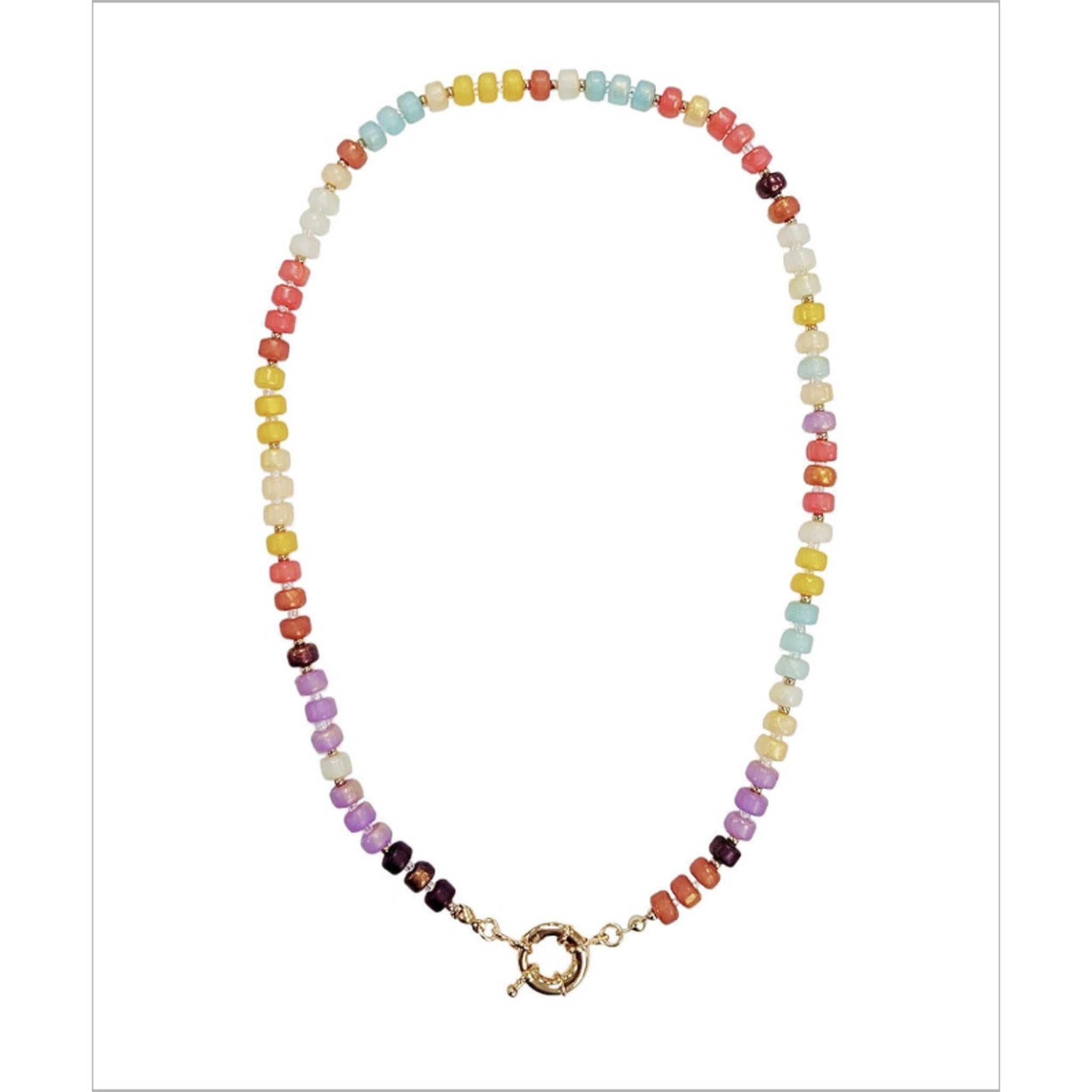 Multicolor rondelle bead necklace studio photo