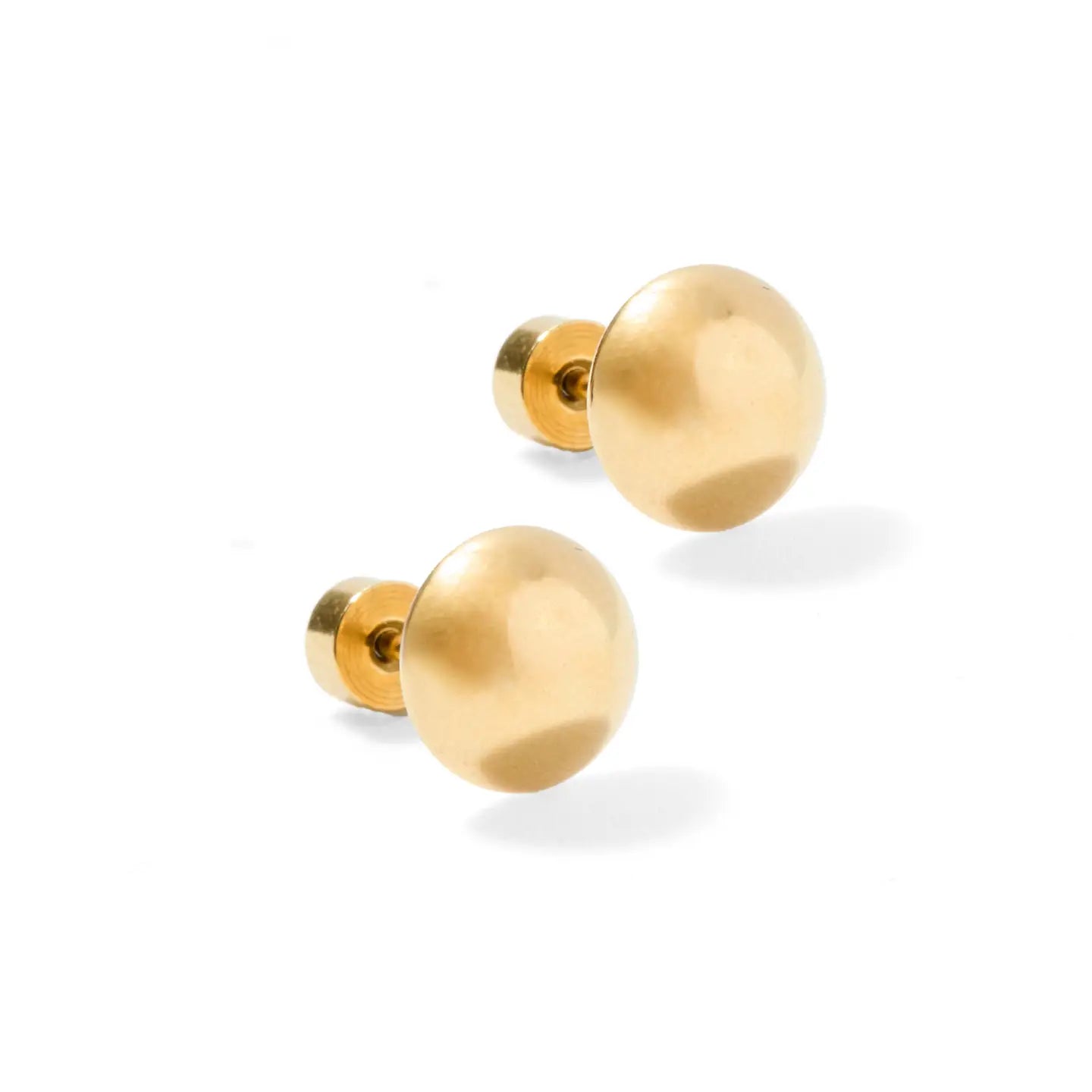 Gold Round Flatback Stud Earrings