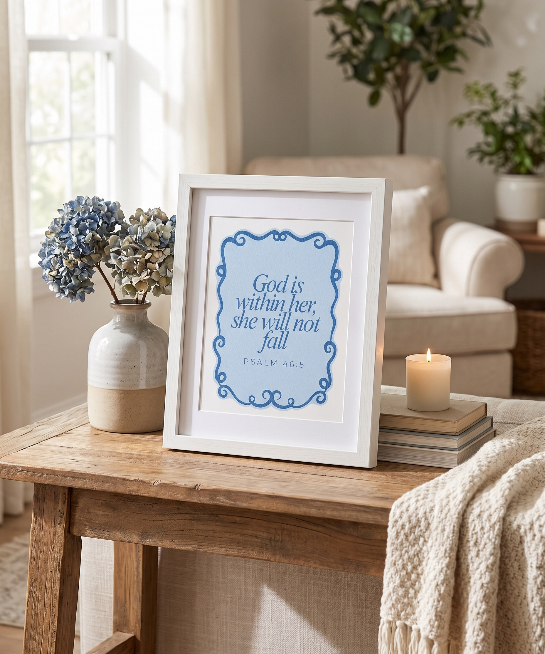 She Will Not Fall Scripture Print Artwork