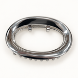 Silver oval claw hair clip on a white background