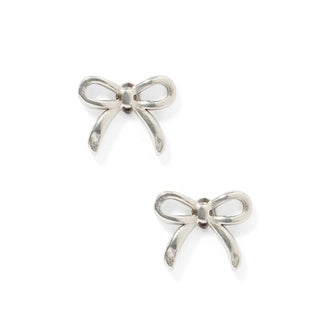 Silver Bow Flatback Stud Earrings