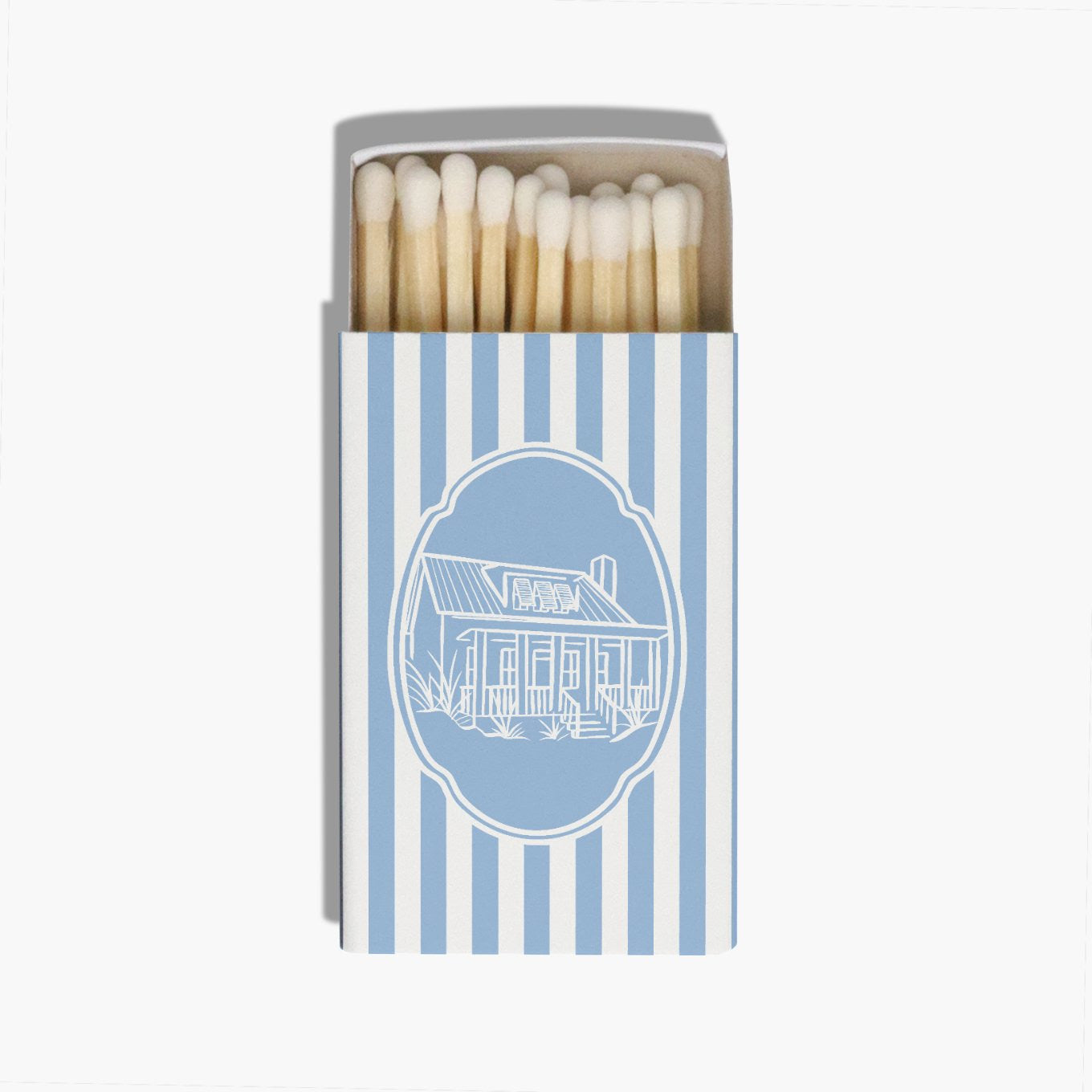 Blue & White Striped Matchbox | Coastal Cottage Candle Decor