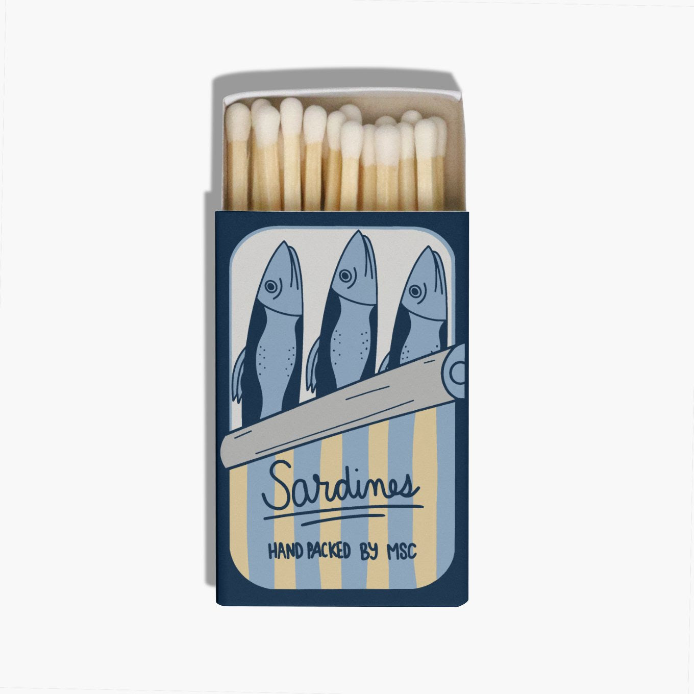 Yellow Sardine Tin Matchbox | Retro Coastal Decor Matches