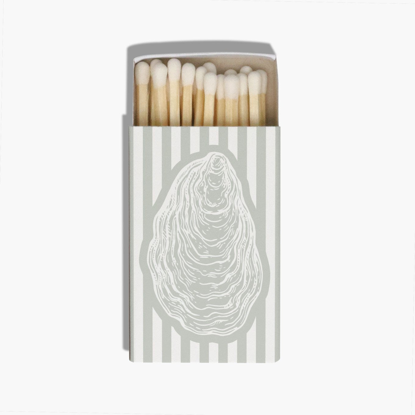 Oyster Shell Decorative Matchbox | Coastal Blue & White Matches