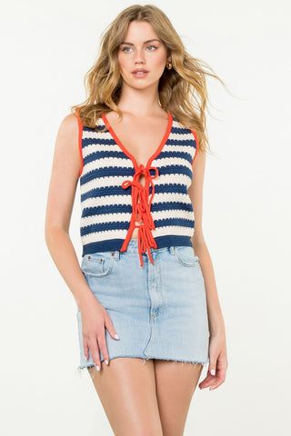 Sleeveless Striped Knit Top