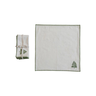 Cotton Napkins W/ Embroidered Tree